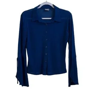 Teletech Rave Blue Tops rave | Tops | Vintage 200s Rave Clothing Store Buttonup Bell Flared ...